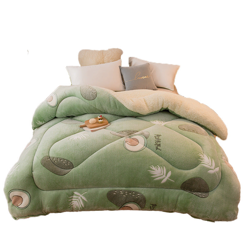 Thick Winter Sherpa Blanket Comforter Quilt Avocado Pattern 200×230cm