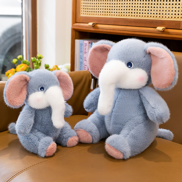 Large Cute Blue Elephant Plush Toy Soft Stuffed Animal with Big Ears & Trunk