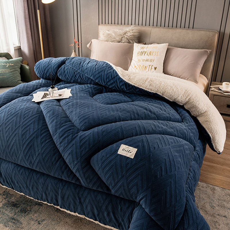 Thick Warm Winter Reversible Milk Velvet Blanket Comforter Quilt 200x230cm Blue