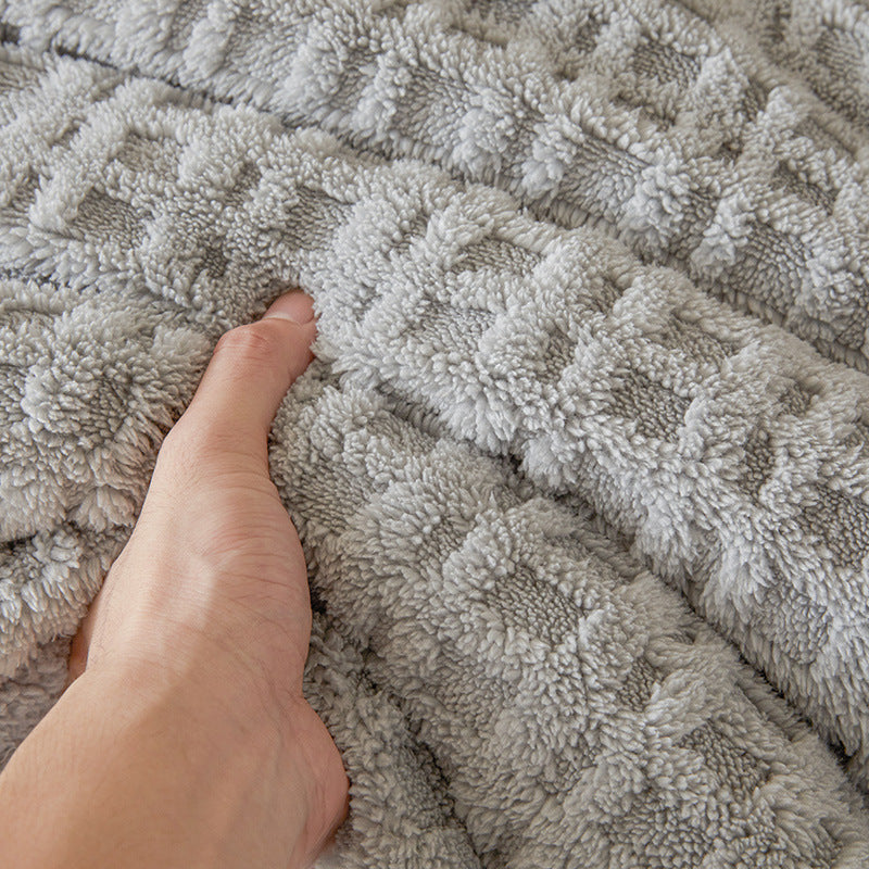 Thick Winter Warm Quilt Reversible Waffle Plush Comforter 200x230cm Grey