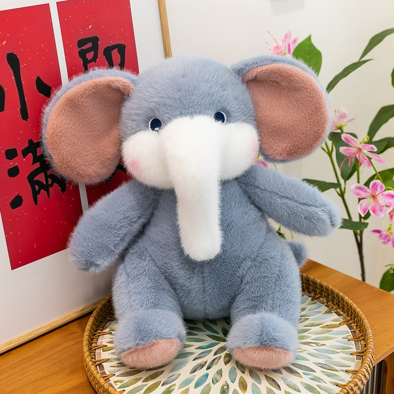 Large Cute Blue Elephant Plush Toy Soft Stuffed Animal with Big Ears & Trunk