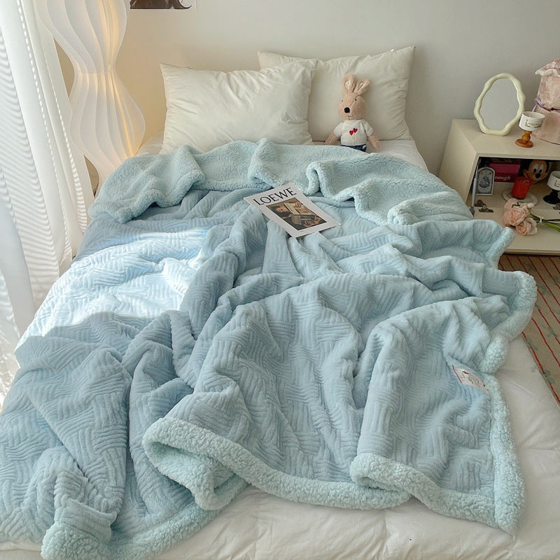 Large Super Soft Faux Rabbit Plush Blanket Throw Rug 200x230cm Sky Blue