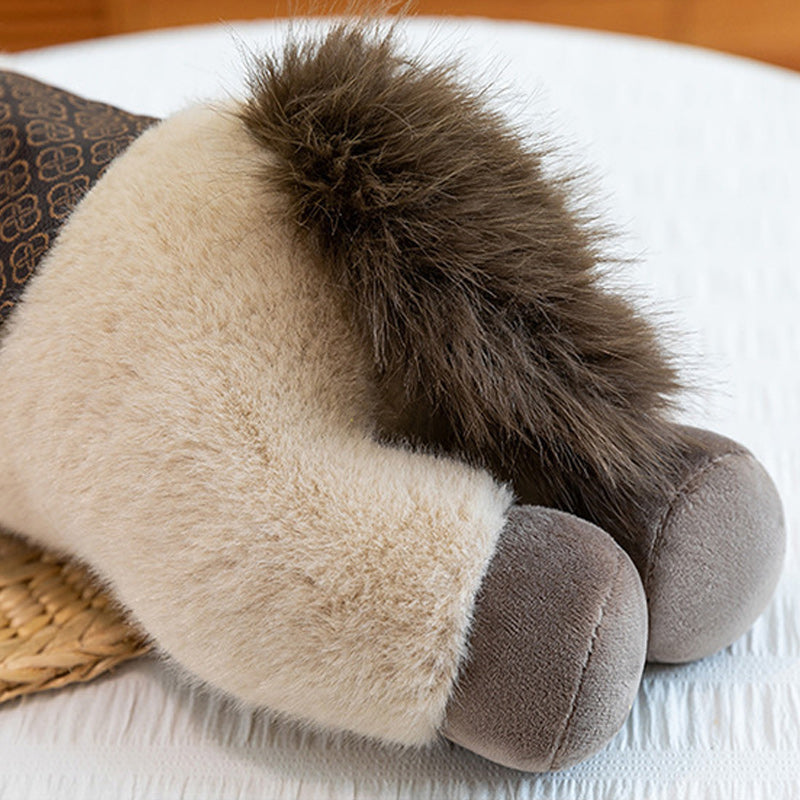 Cute Lying Horse Plush Toy Soft Beige Stuffed Animal with Saddle Detail 60cm