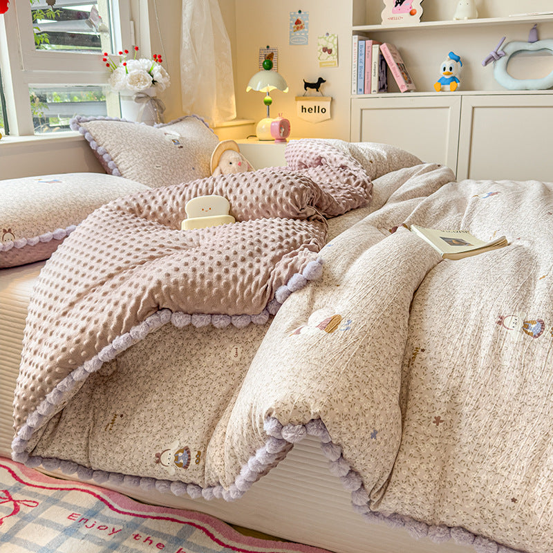 Thick High Weight Winter Blanket Comforter Quilt Mushroom Bear Pattern 200×230cm