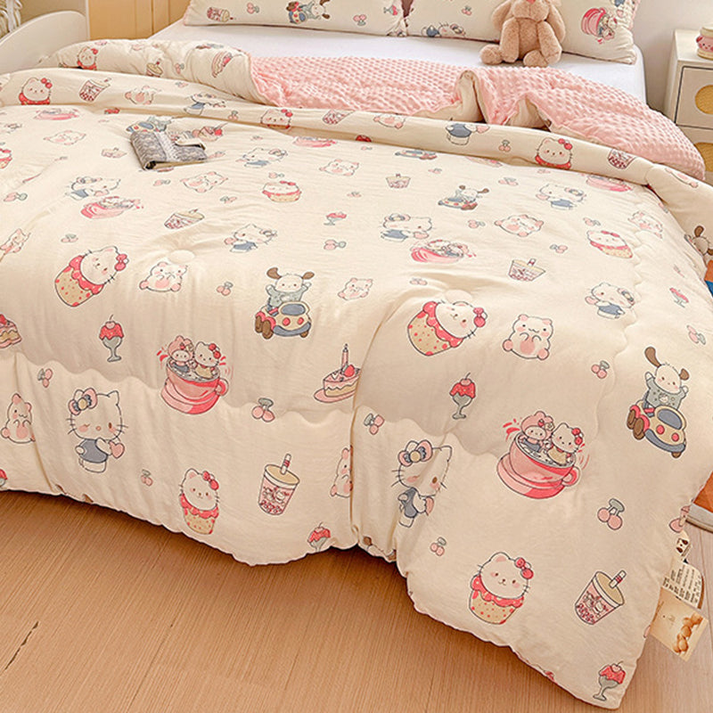 Winter Warm Cats Pattern Plush Blanket Quilt Comforter 200x230cm