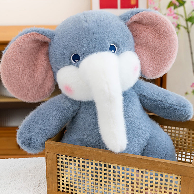 Large Cute Blue Elephant Plush Toy Soft Stuffed Animal with Big Ears & Trunk