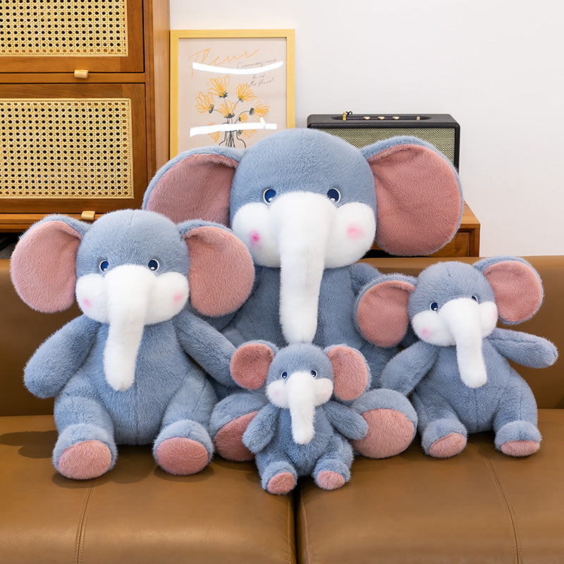 Large Cute Blue Elephant Plush Toy Soft Stuffed Animal with Big Ears & Trunk