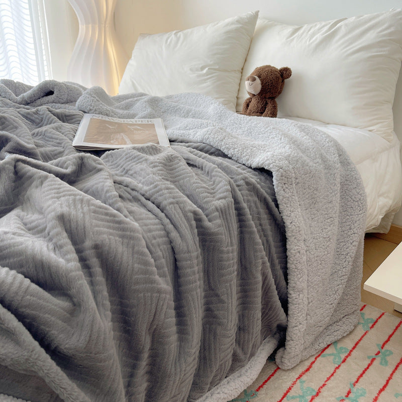 Large Super Soft Faux Rabbit Plush Blanket Throw Rug 200x230cm Night Sky Grey