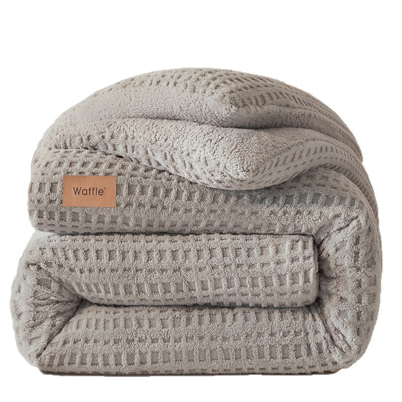 Thick Winter Warm Quilt Reversible Waffle Plush Comforter 200x230cm Grey