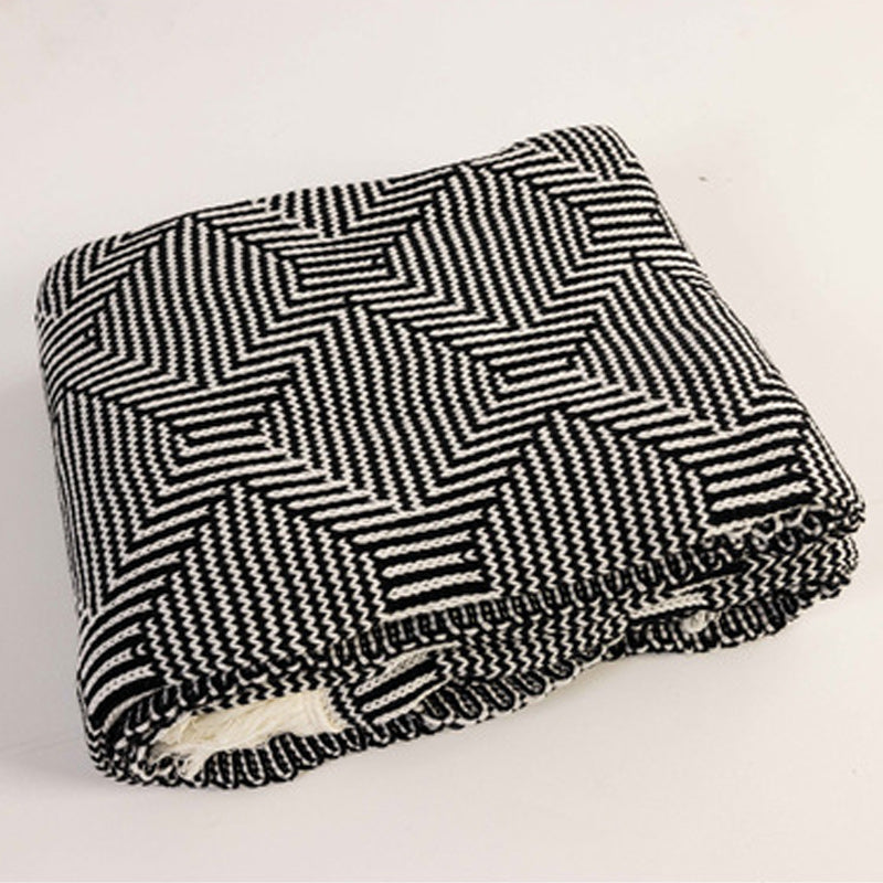 Cotton Blend Eldo Multi-Purpose Knitted Throw Blanket with Fringed Edges 130x180cm