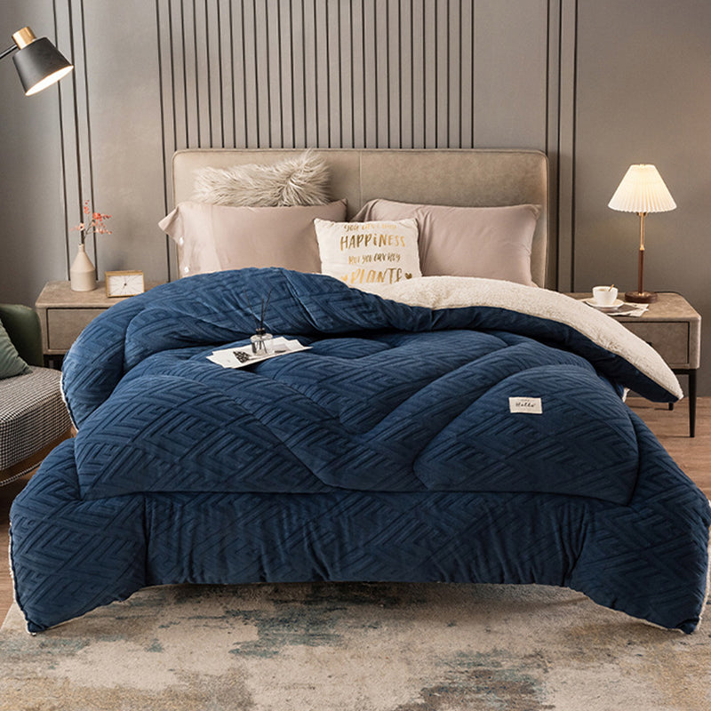 Thick Warm Winter Reversible Milk Velvet Blanket Comforter Quilt 200x230cm Blue