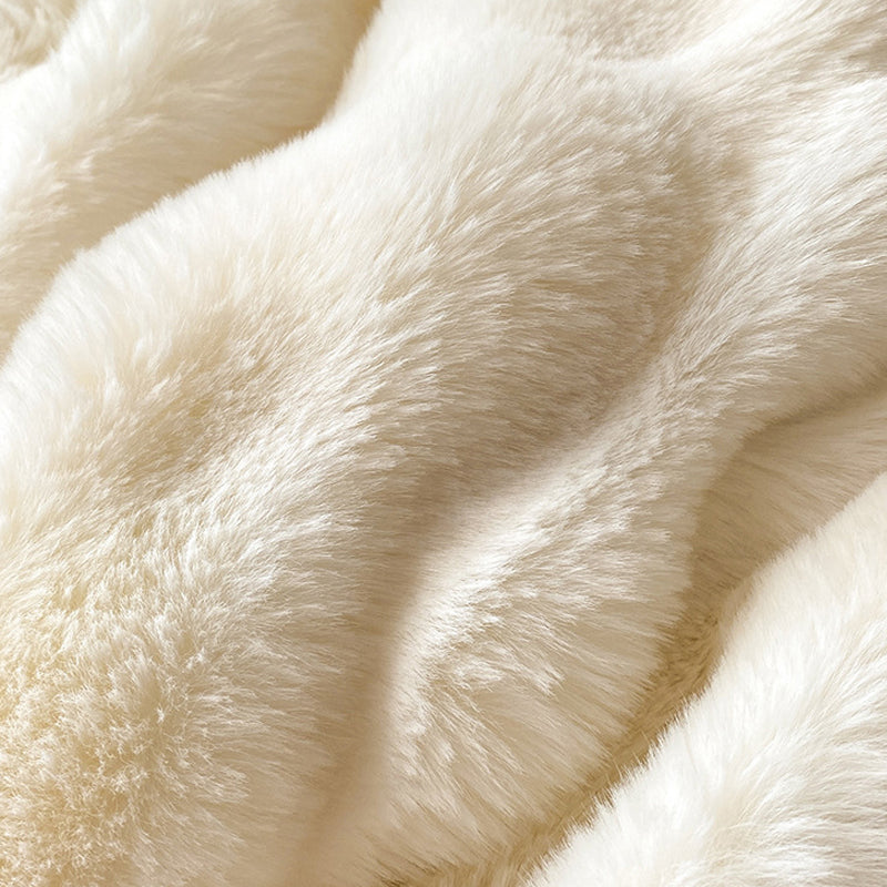 Thick Winter Faux Bubble Rabbit Fur Blanket Comforter Quilt Cream 200×230cm