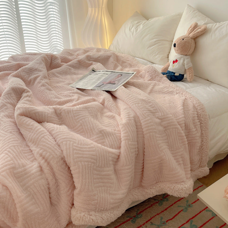 Large Super Soft Faux Rabbit Plush Blanket Throw Rug 200x230cm Fairy Pink