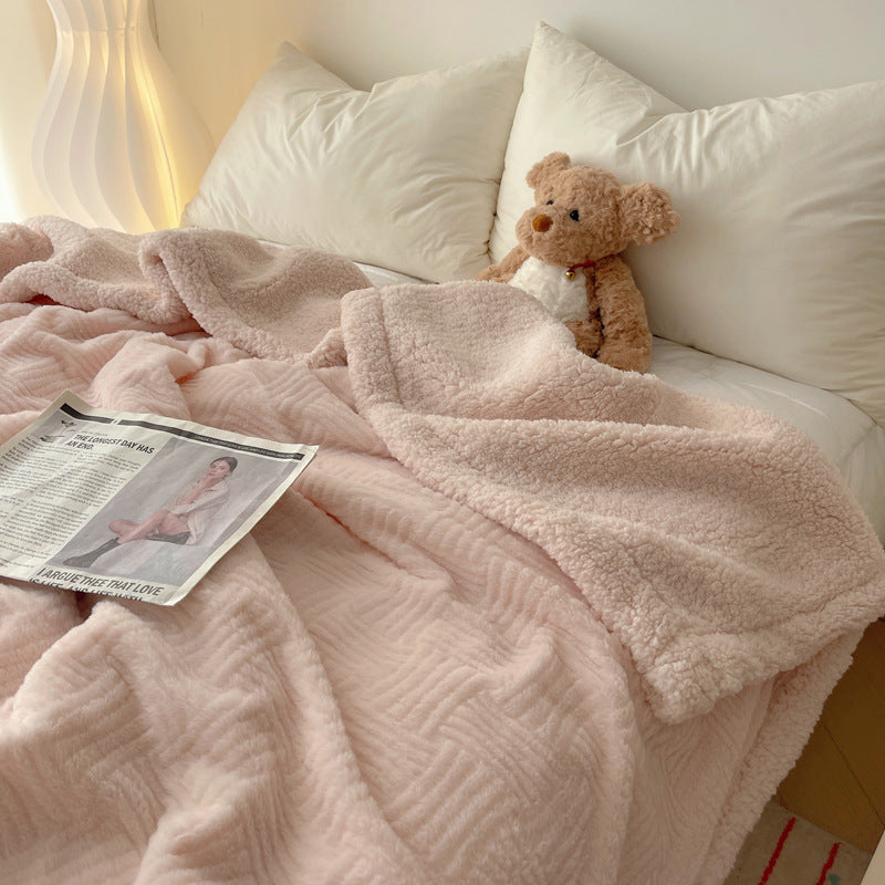 Large Super Soft Faux Rabbit Plush Blanket Throw Rug 200x230cm Fairy Pink