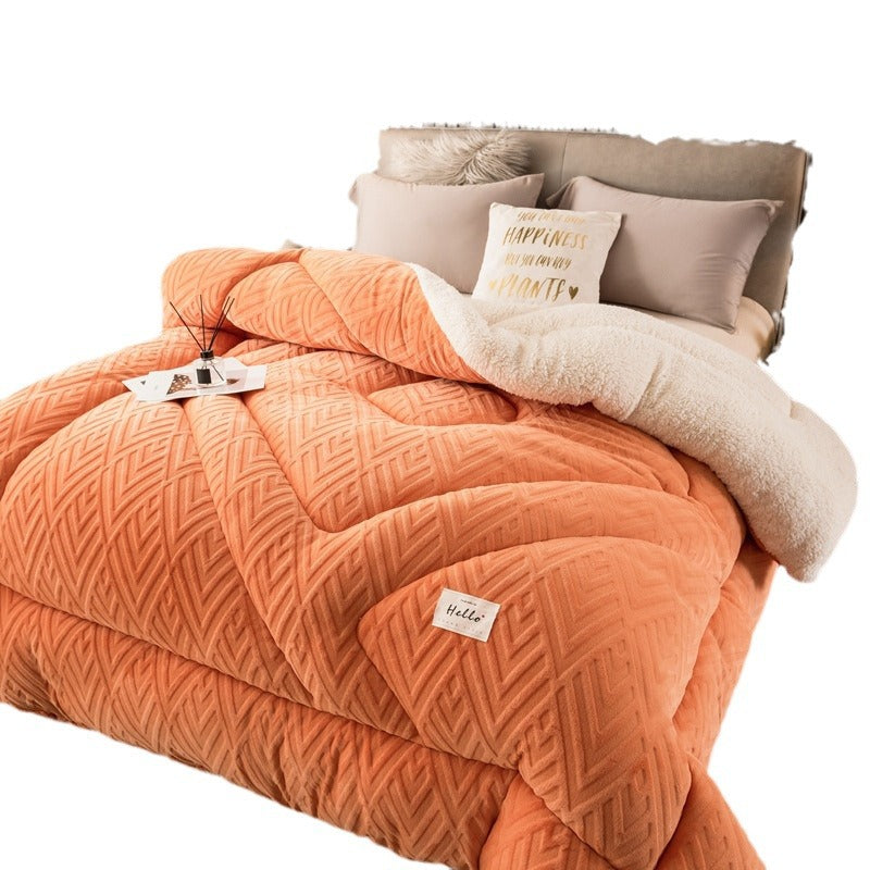 Thick Warm Winter Reversible Milk Velvet Blanket Comforter Quilt 200x230cm Orange