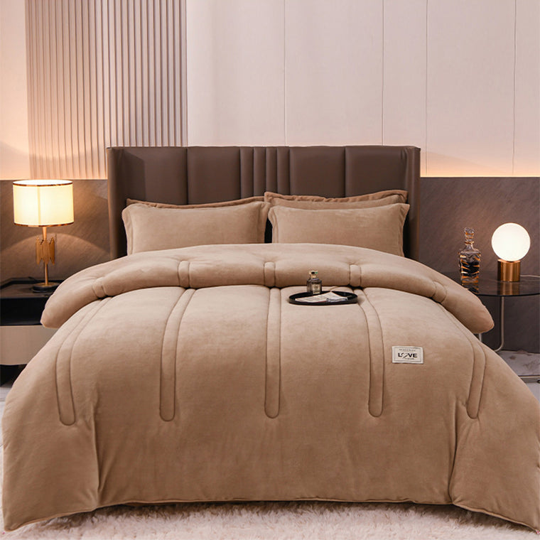 Large Warm Winter Ultra Soft Plush Blanket Quilt 200x230cm Camel
