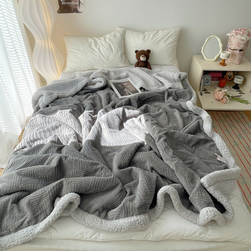 Large Super Soft Faux Rabbit Plush Blanket Throw Rug 200x230cm Night Sky Grey