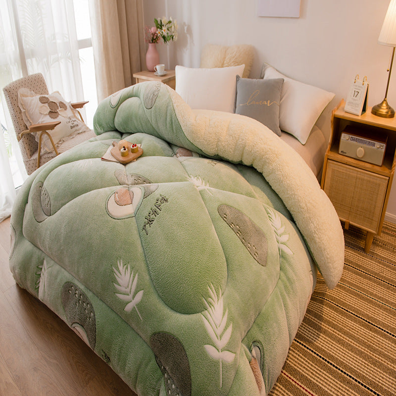Thick Winter Sherpa Blanket Comforter Quilt Avocado Pattern 200×230cm