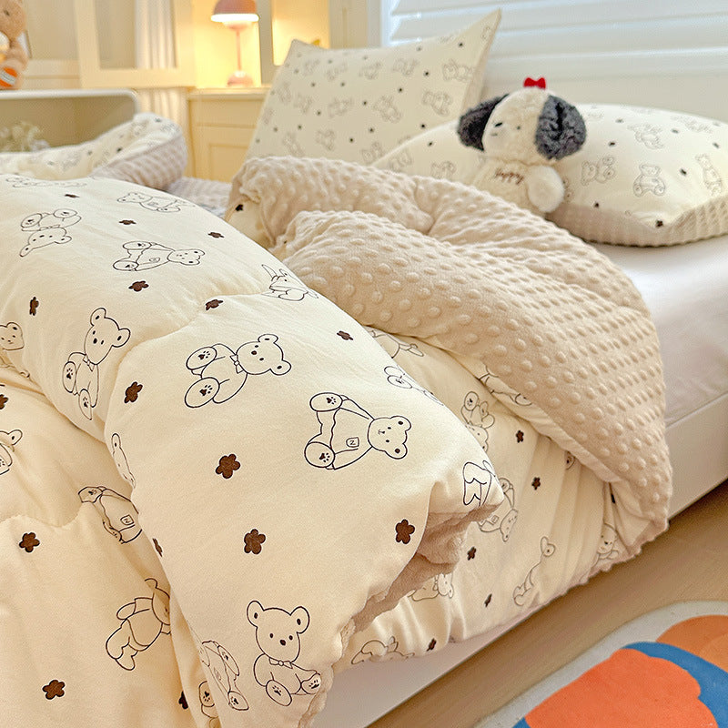 Winter Warm Bears Pattern Plush Blanket Quilt Comforter 200x230cm