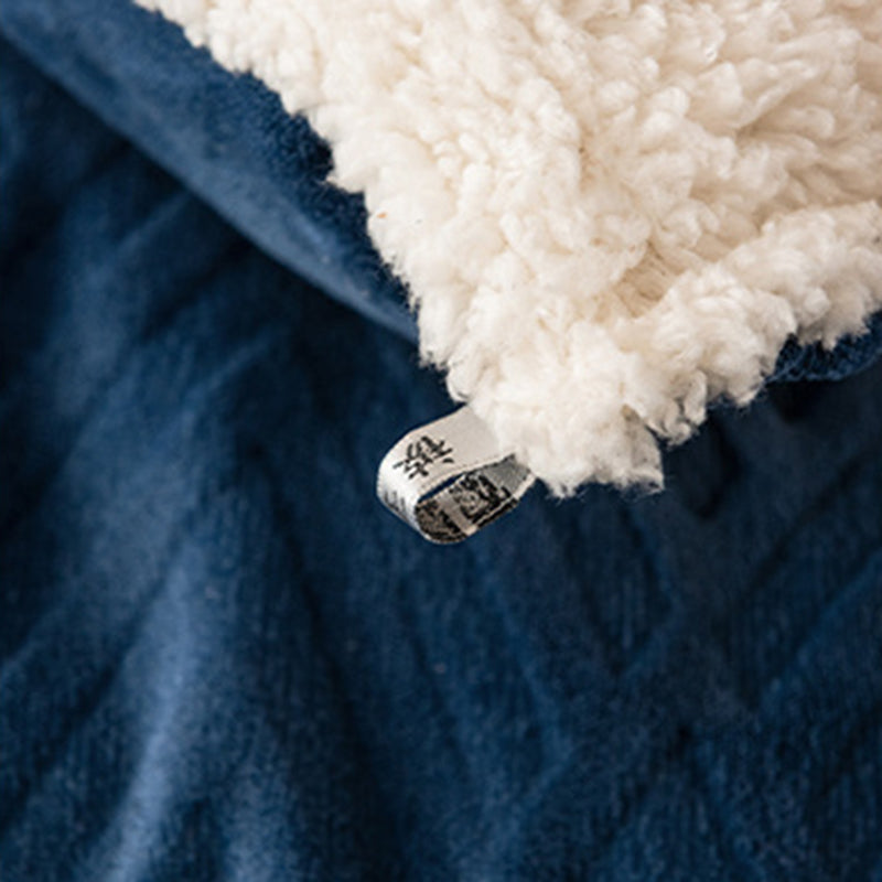 Thick Warm Winter Reversible Milk Velvet Blanket Comforter Quilt 200x230cm Blue