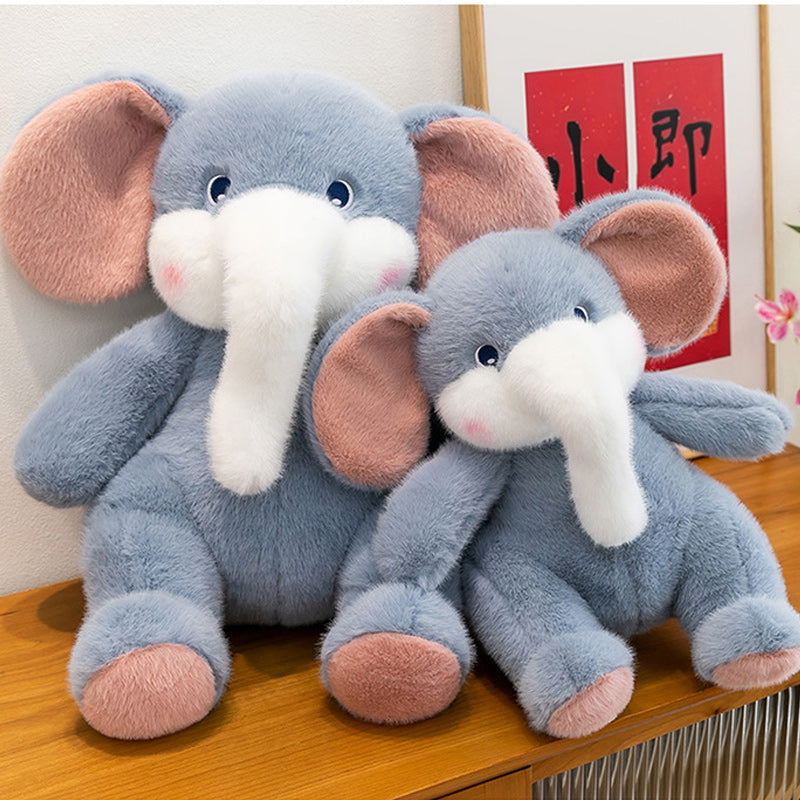 Large Cute Blue Elephant Plush Toy Soft Stuffed Animal with Big Ears & Trunk