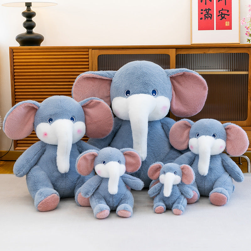 Large Cute Blue Elephant Plush Toy Soft Stuffed Animal with Big Ears & Trunk