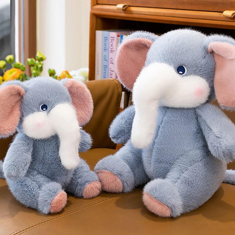 Large Cute Blue Elephant Plush Toy Soft Stuffed Animal with Big Ears & Trunk