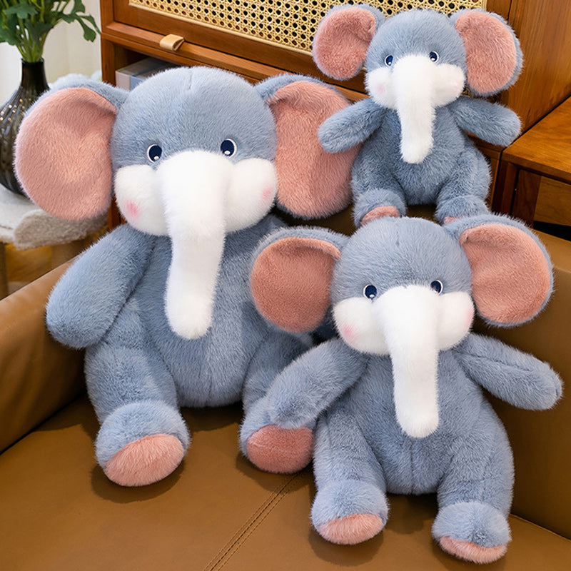 Large Cute Blue Elephant Plush Toy Soft Stuffed Animal with Big Ears & Trunk