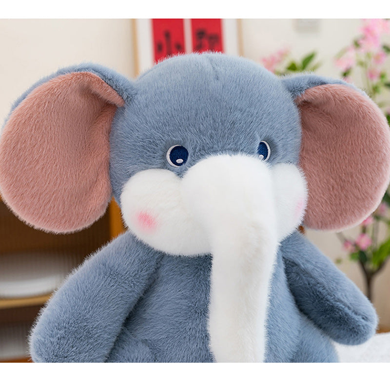 Large Cute Blue Elephant Plush Toy Soft Stuffed Animal with Big Ears & Trunk