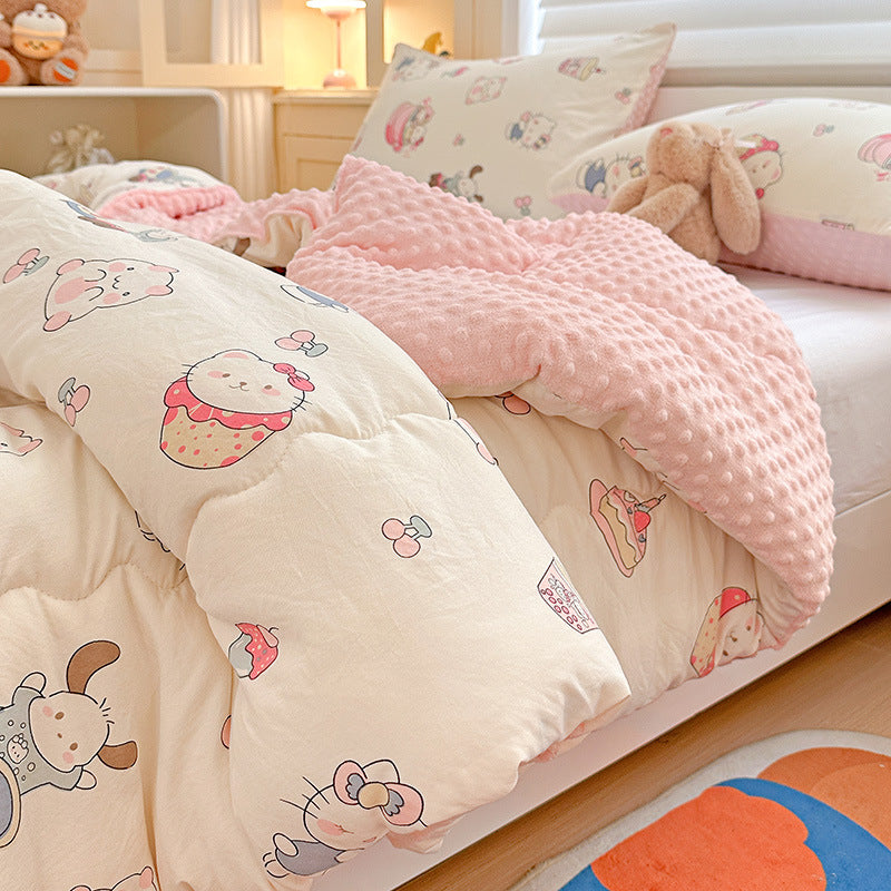 Winter Warm Cats Pattern Plush Blanket Quilt Comforter 200x230cm
