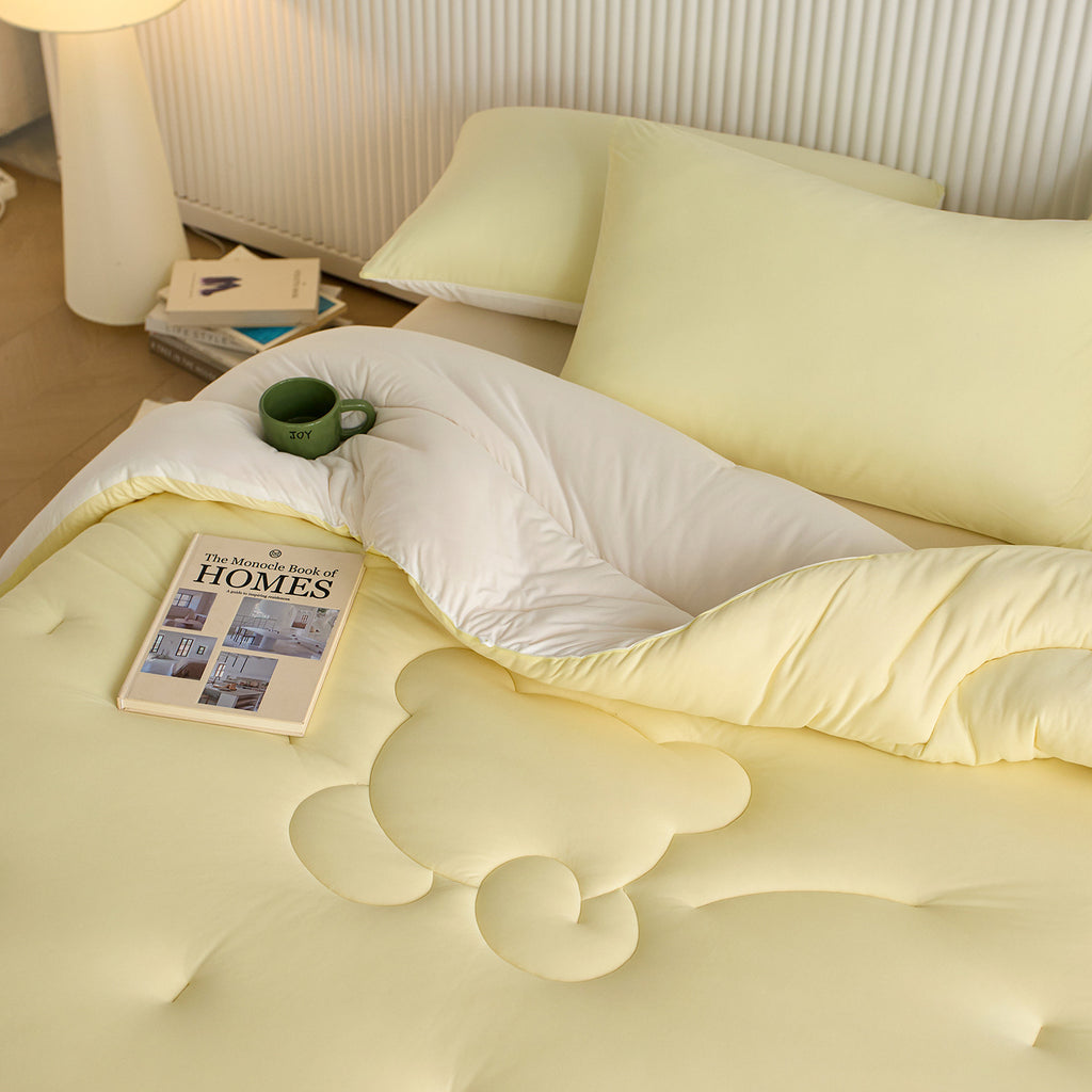 Thick Warm Bear Shape Winter Reversible Blanket Quilt Comforter 200x230cm Yellow