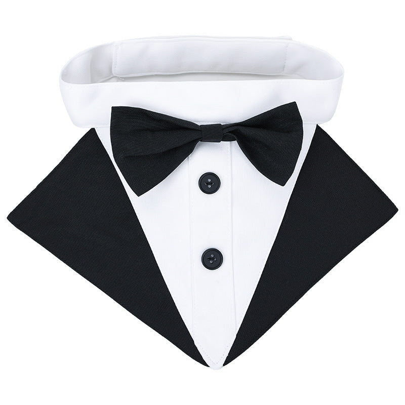 Dog Tuxedo Bandana Black Formal  Wedding Bow Tie Scarf M L
