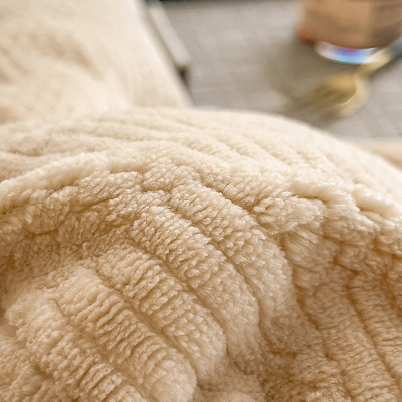 Thick Winter Warm Quilt Reversible Jacquard Milk Velvet Comforter 200x230cm Beige
