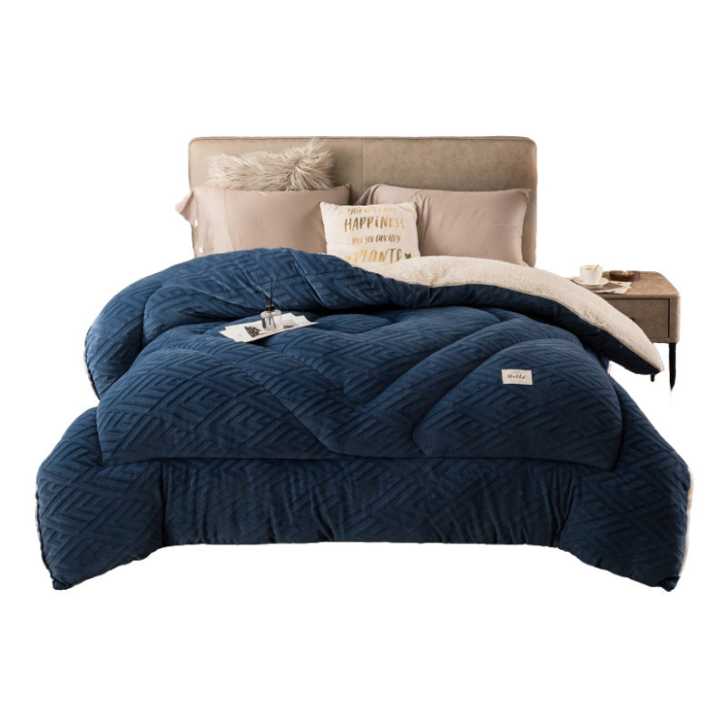 Thick Warm Winter Reversible Milk Velvet Blanket Comforter Quilt 200x230cm Blue