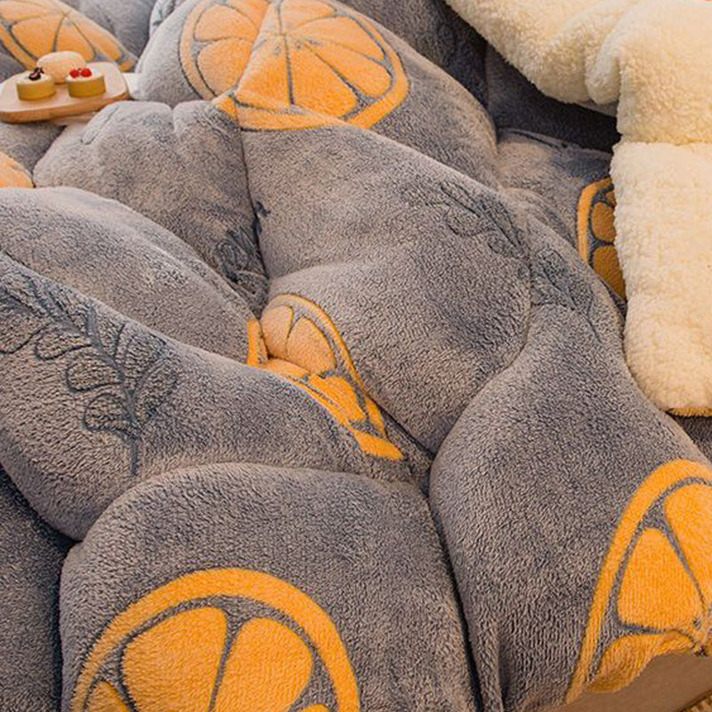 Thick Winter Sherpa Blanket Comforter Quilt Orange Slice Pattern 200×230cm