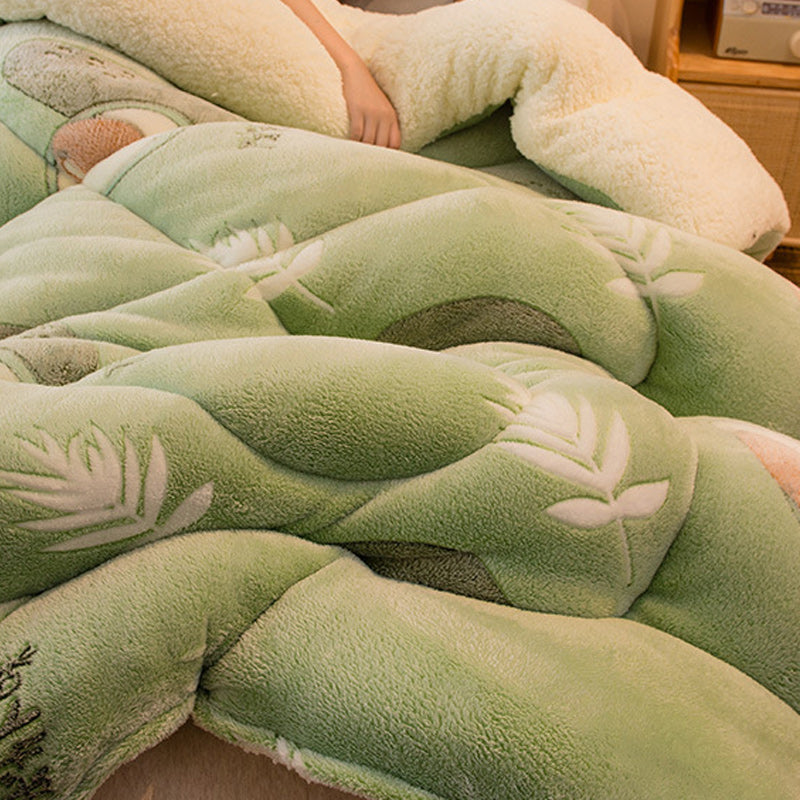 Thick Winter Sherpa Blanket Comforter Quilt Avocado Pattern 200×230cm