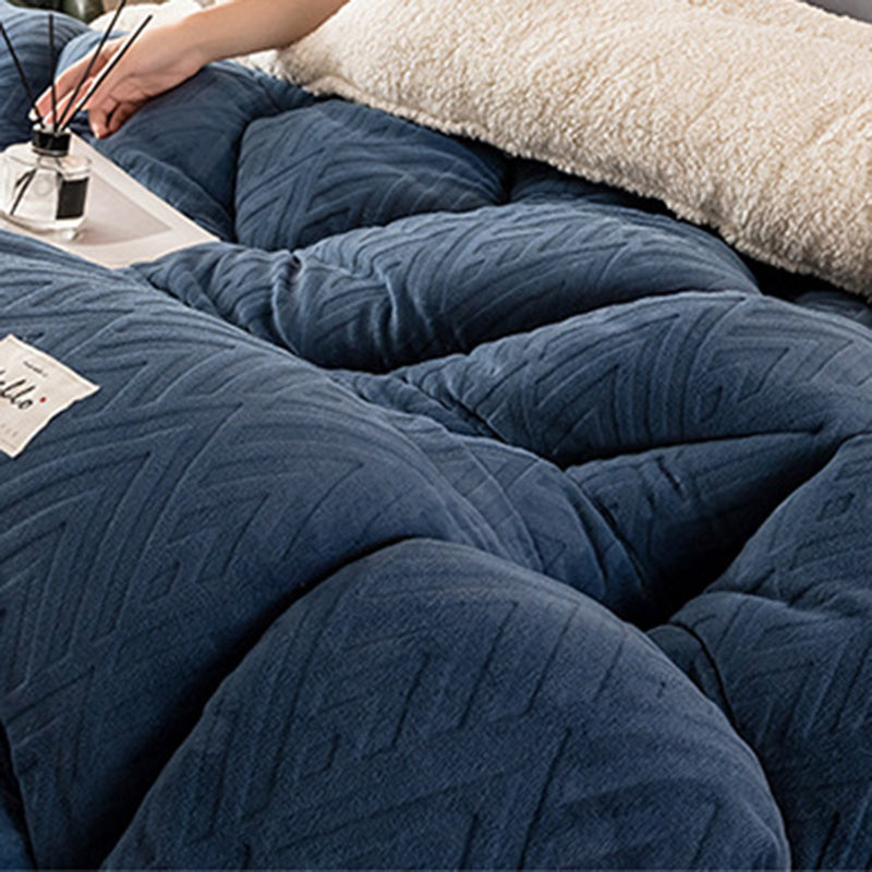 Thick Warm Winter Reversible Milk Velvet Blanket Comforter Quilt 200x230cm Blue