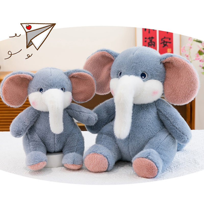 Large Cute Blue Elephant Plush Toy Soft Stuffed Animal with Big Ears & Trunk