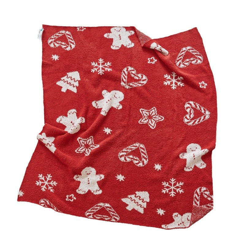Christmas Gingerbread Soft half-velvet Plush Knitted Throw Blanket 130x160cm