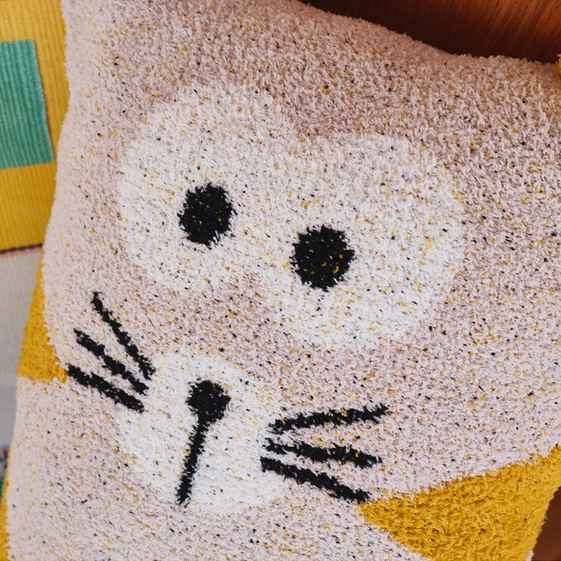 Cute Cat Sherpa Throw Pillow Hug Sofa Plush Cushion 40x60cm