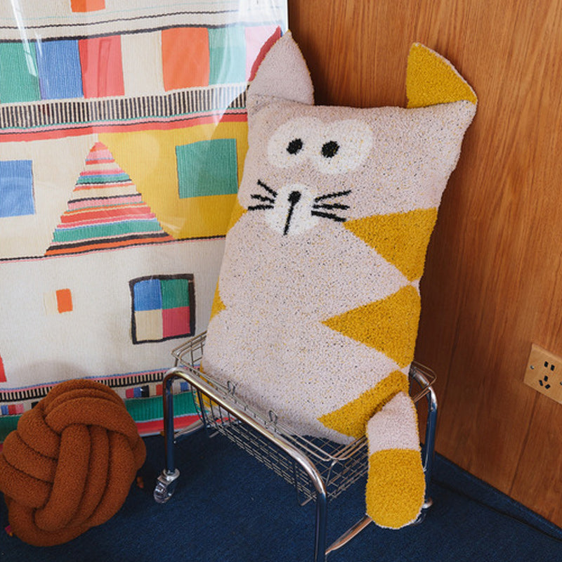 Cute Cat Sherpa Throw Pillow Hug Sofa Plush Cushion 40x60cm