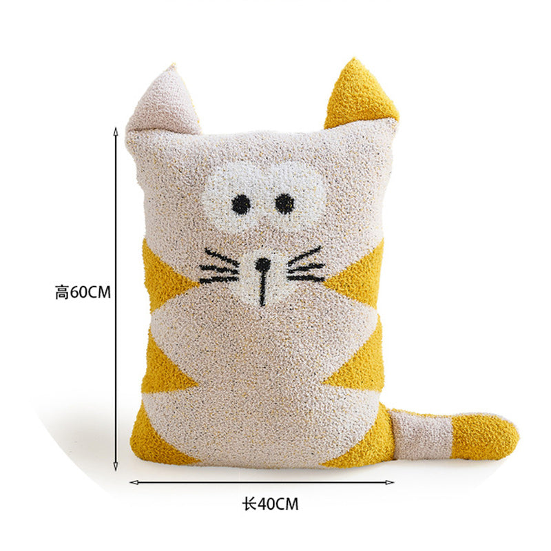 Cute Cat Sherpa Throw Pillow Hug Sofa Plush Cushion 40x60cm