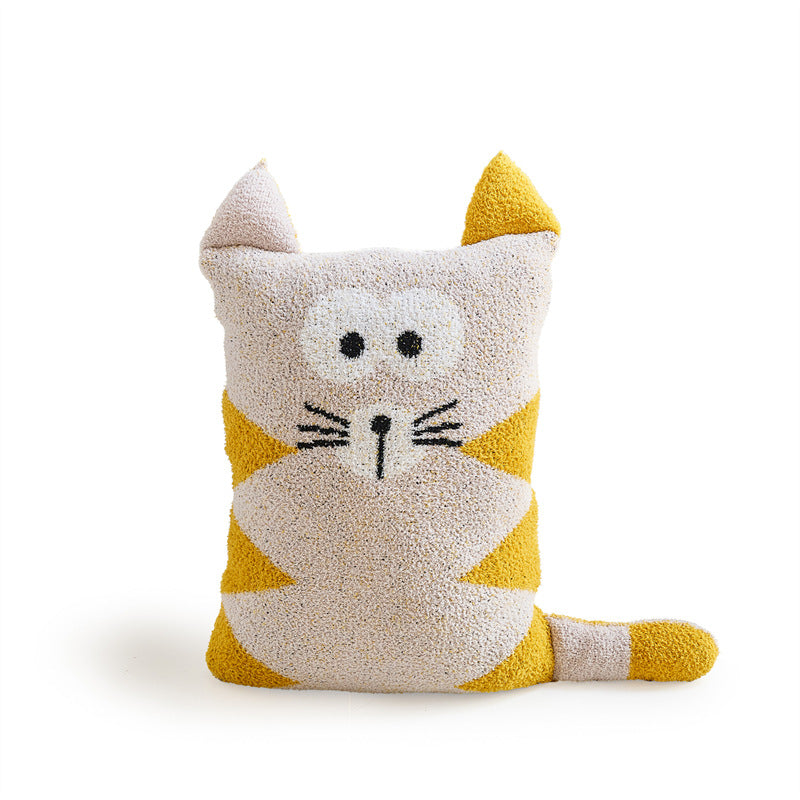Cute Cat Sherpa Throw Pillow Hug Sofa Plush Cushion 40x60cm