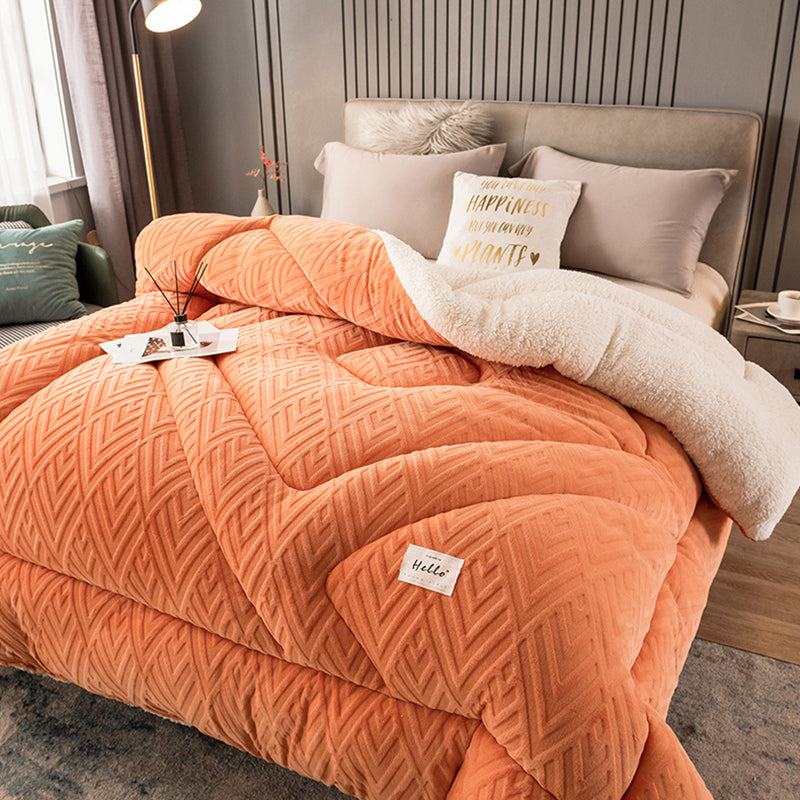 Thick Warm Winter Reversible Milk Velvet Blanket Comforter Quilt 200x230cm Orange