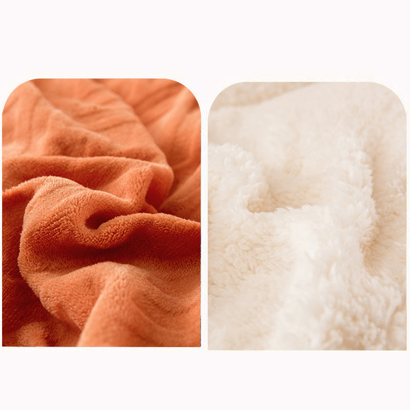 Thick Warm Winter Reversible Milk Velvet Blanket Comforter Quilt 200x230cm Orange