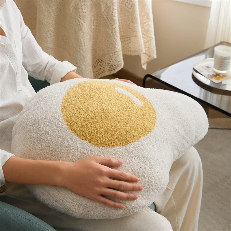 Fluffy Fried Egg Sherpa Throw Pillow Hug Sofa Plush Cushion