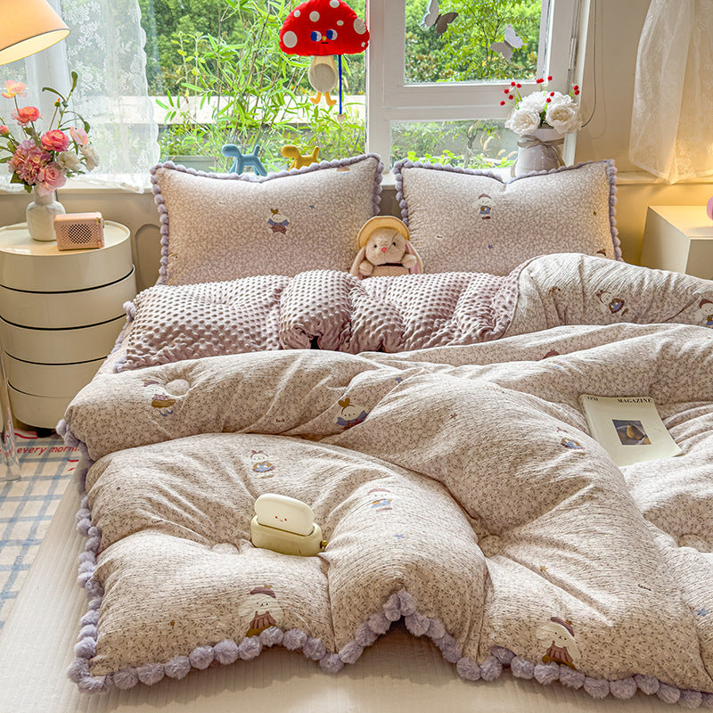Thick High Weight Winter Blanket Comforter Quilt Mushroom Bear Pattern 200×230cm