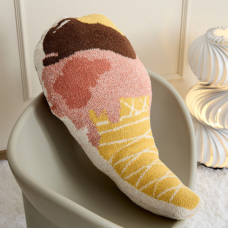 Sweet Ice Cream Cone Sherpa Throw Pillow Hug Sofa Plush Cushion