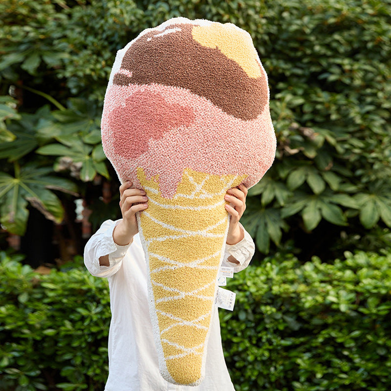 Sweet Ice Cream Cone Sherpa Throw Pillow Hug Sofa Plush Cushion