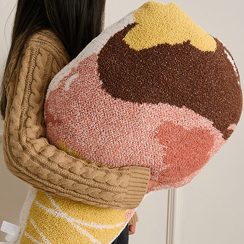 Sweet Ice Cream Cone Sherpa Throw Pillow Hug Sofa Plush Cushion